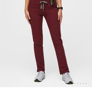 Figs yola XXS tall burgundy scrub pants